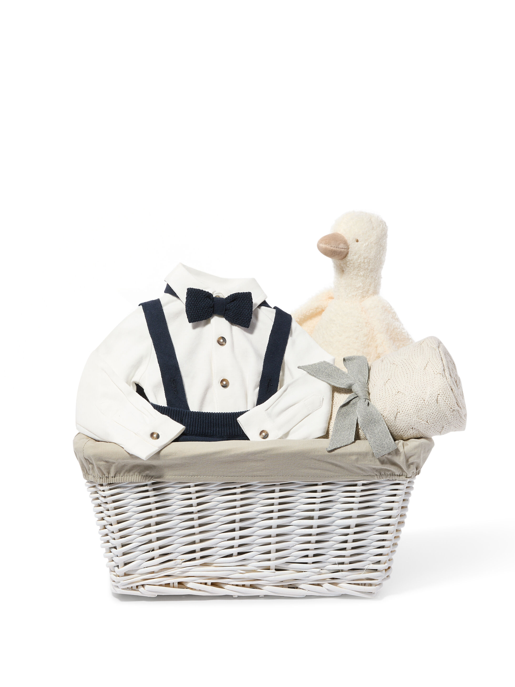 Baby Boy Gift Hamper - 3 Piece Set with Blue Bow Tie, Braces, Bodysuit & Trousers Outfit Set image number 1